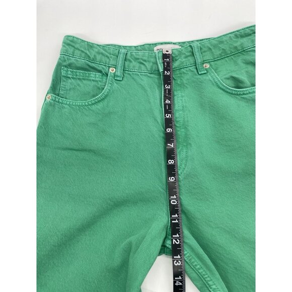 Zara Jeans Womens Sz 6 Green High Rise Wide Leg Frayed Grunge Hipster 28x32 - Picture 7 of 8